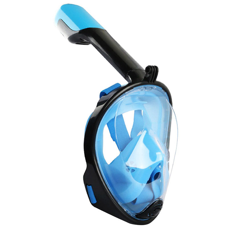 Volledig unisex snorkelmasker met geïntegreerde snorkel, klaar voor avonturen en waterpret tijdens uw vakantie.
