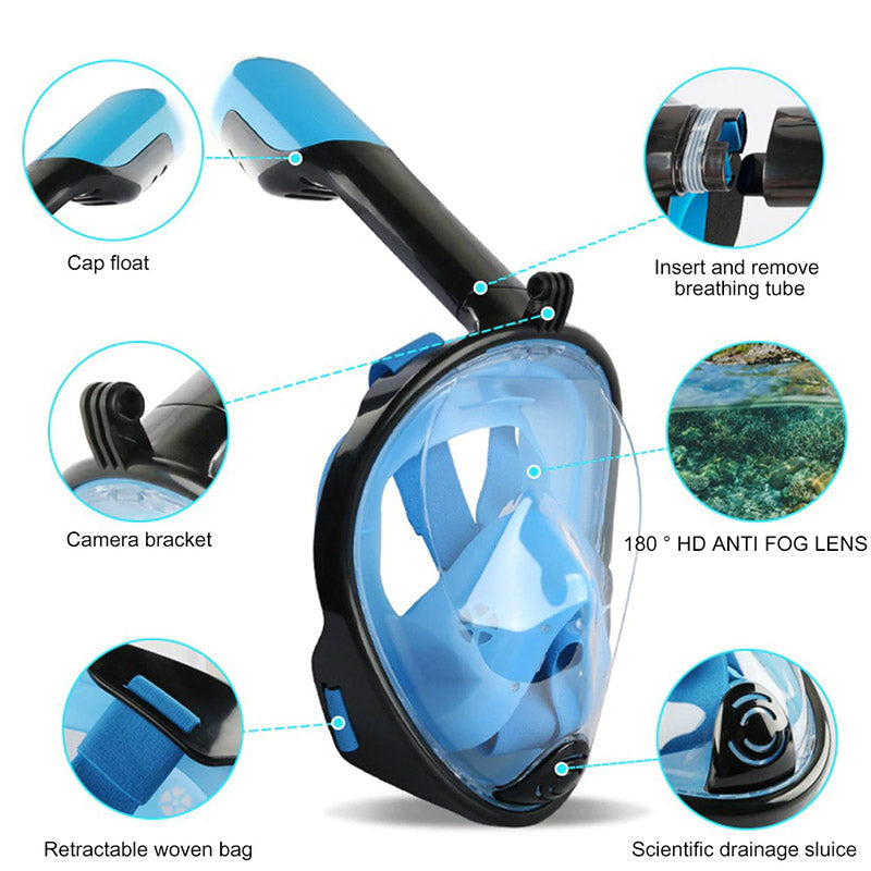 Innovatief snorkelmasker met geavanceerd ademsysteem, voorkomt water, voor zorgeloos en comfortabel snorkelen.