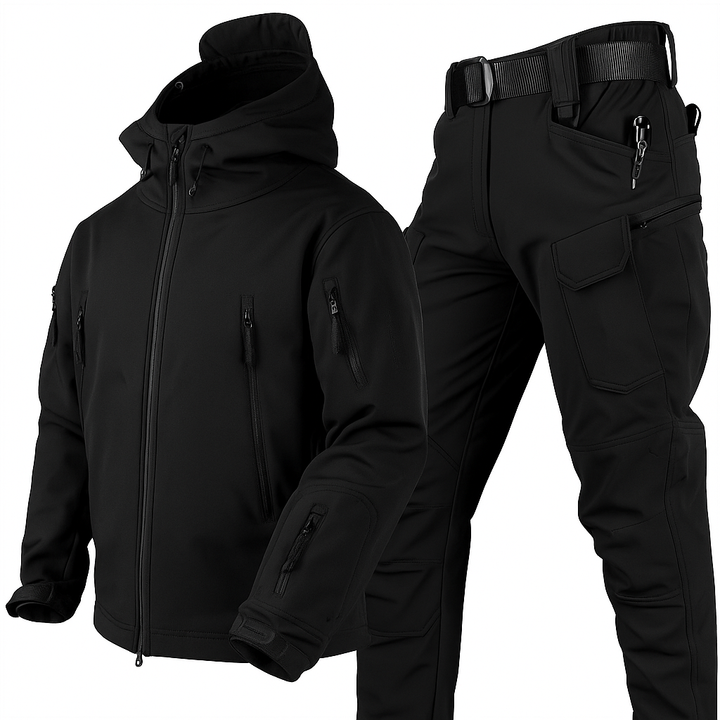 Unisex water- en winddichte outdoor set met warme fleecevoering voor wandelen en camping.