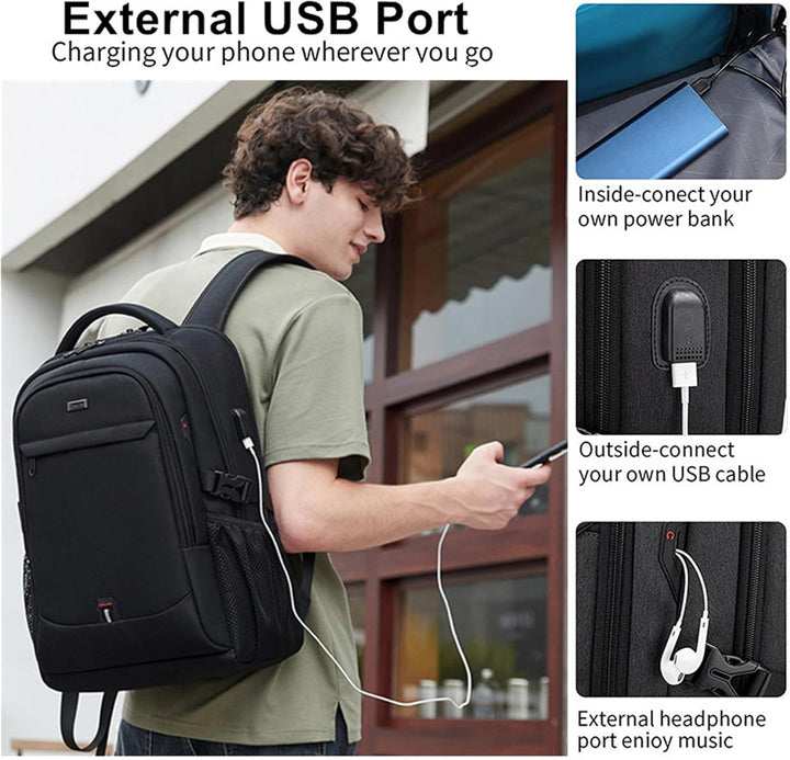 Stijlvolle unisex laptoprugzak voor forenzen en zakenreizen, met comfortabele schouderbanden en stevige stof.