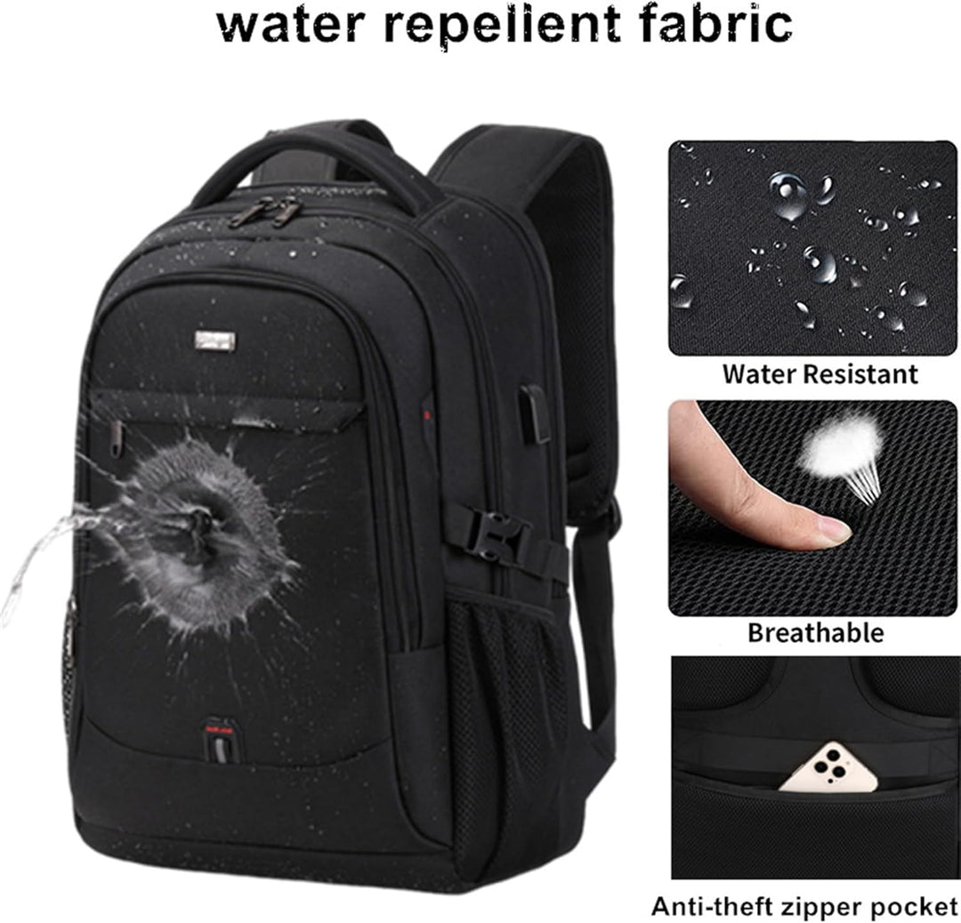 Moderne waterafstotende rugzak voor laptops, geschikt voor school, werk en reizen, met een ergonomisch design.