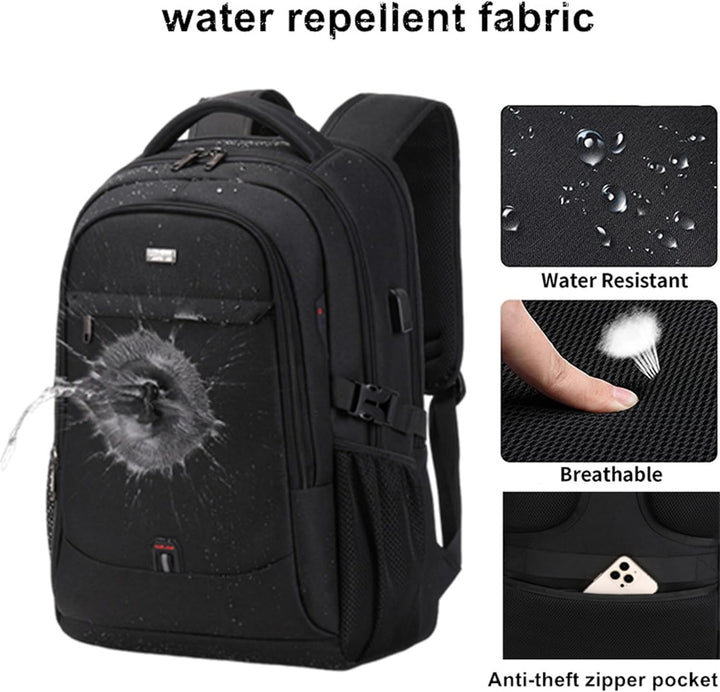 Moderne waterafstotende rugzak voor laptops, geschikt voor school, werk en reizen, met een ergonomisch design.