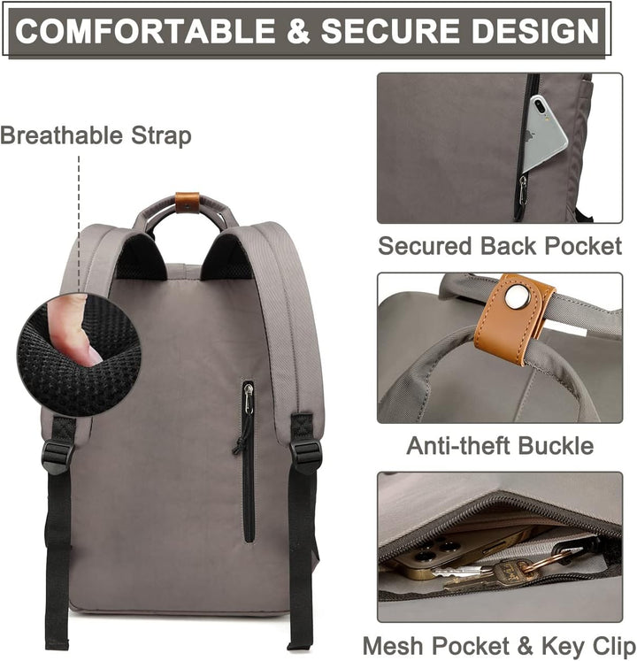 Waterdichte 15.6" laptop rugzak (unisex) open, toont apart laptopvak en organizer voor accessoires.