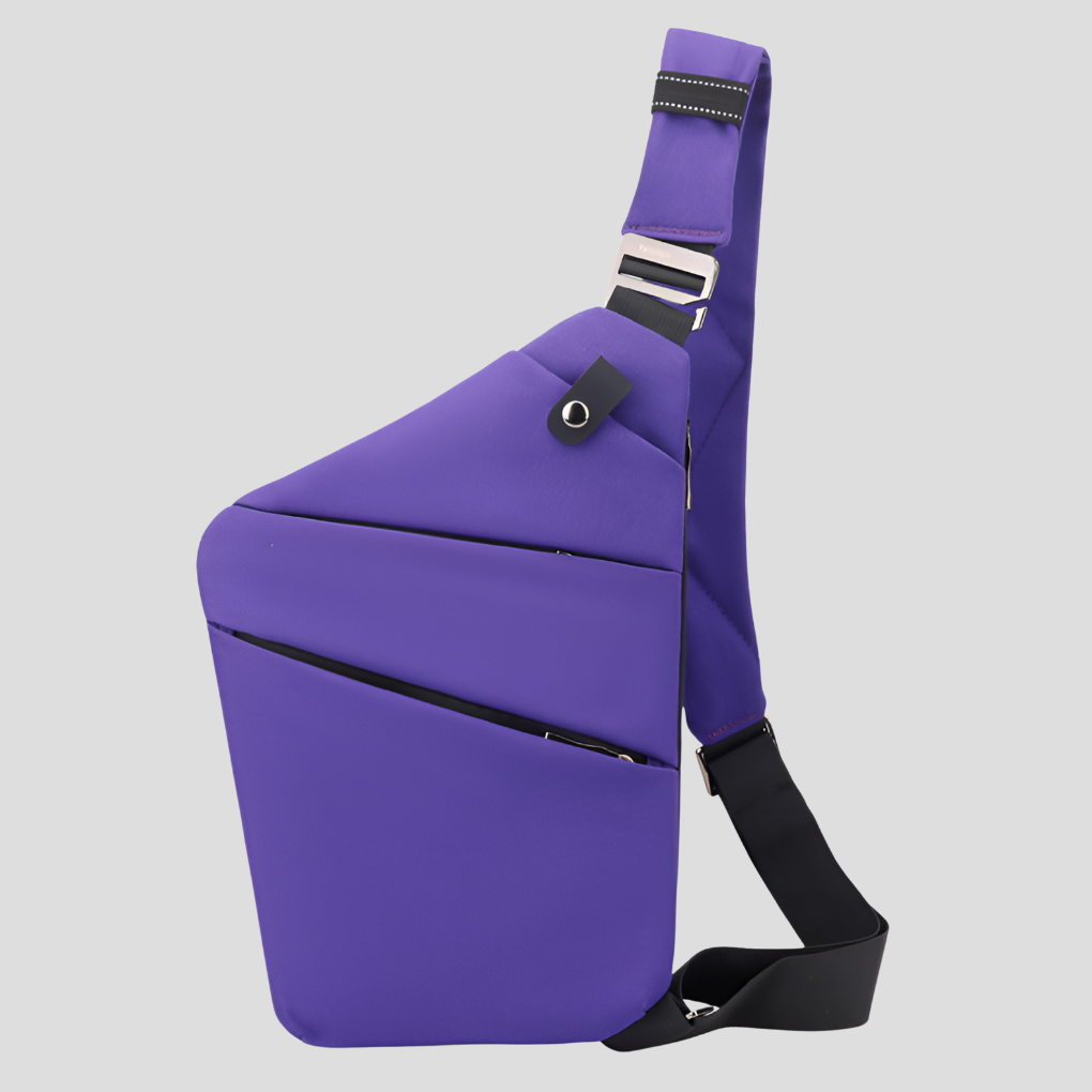 Man draagt waterdichte anti-diefstal schoudertas, ideaal voor reizen en dagelijks gebruik, unisex design.