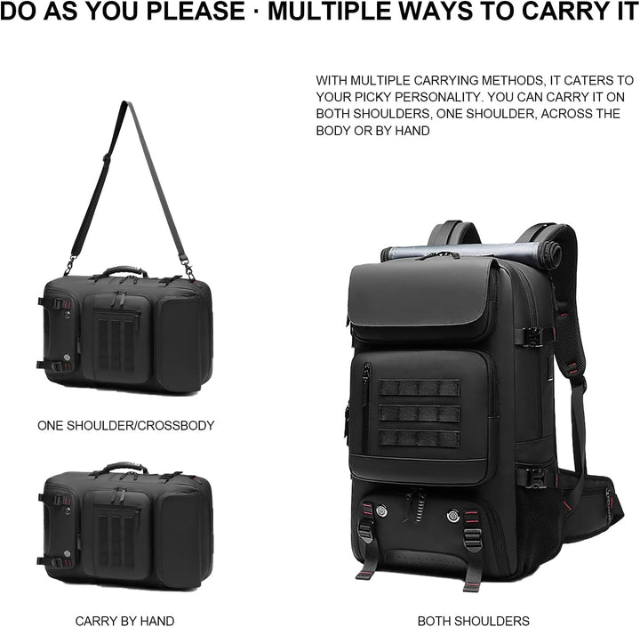 Stevige 50L unisex reisrugzak, waterdicht en met laptopvak, geschikt als weekendtas voor wandelen en outdoor.