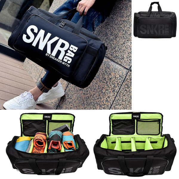 Praktische gear bag, waterdicht en met slimme indeling voor sportuitrusting en sneakers, unisex design.