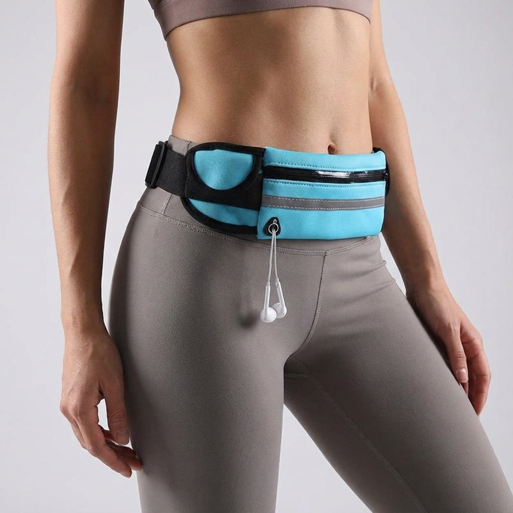 Waterdichte hardloop heuptas met veilige telefoonhouder. Perfect voor hardlopen en workouts in elk weer.