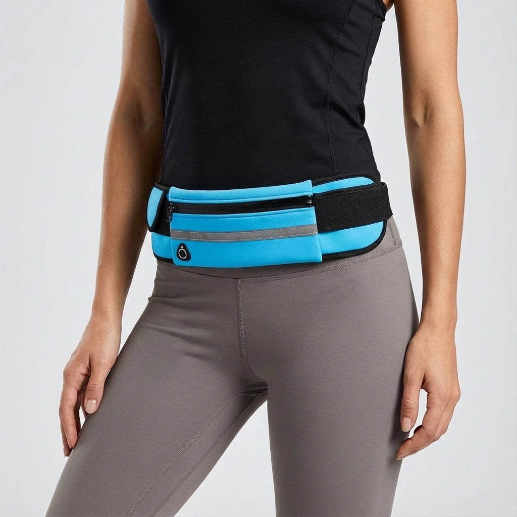 Veilige waterdichte heuptas voor hardlopers en fitnessliefhebbers. Comfortabel ontwerp voor zorgeloze workouts.