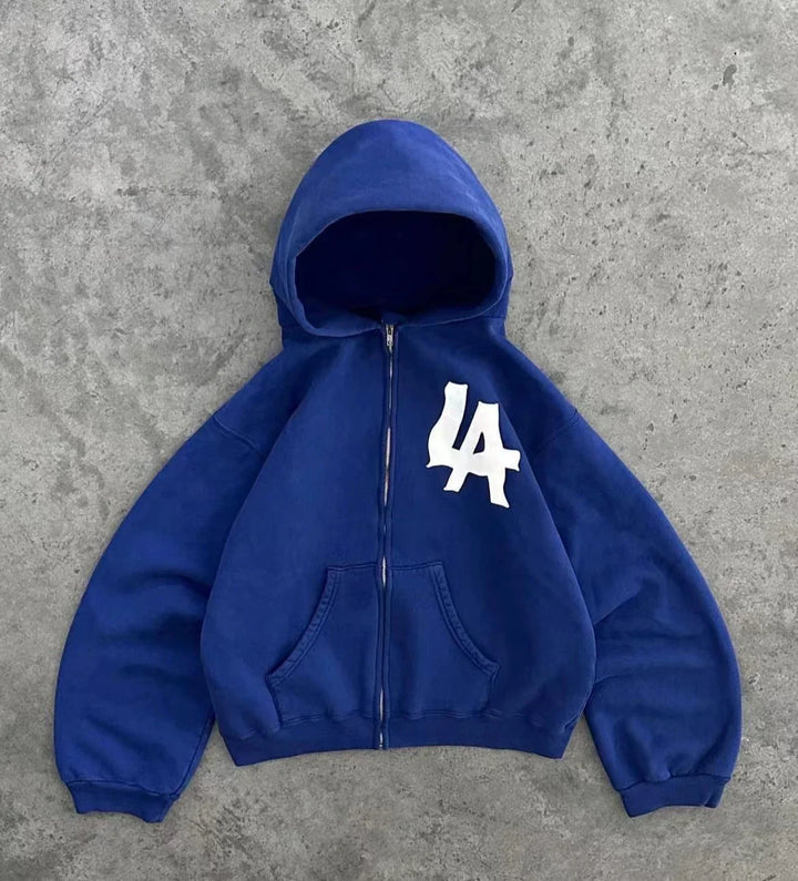 Stijlvolle unisex Y2K hoodie & vest met abstracte kunstprint, perfect voor een modieus en comfortabel statement.