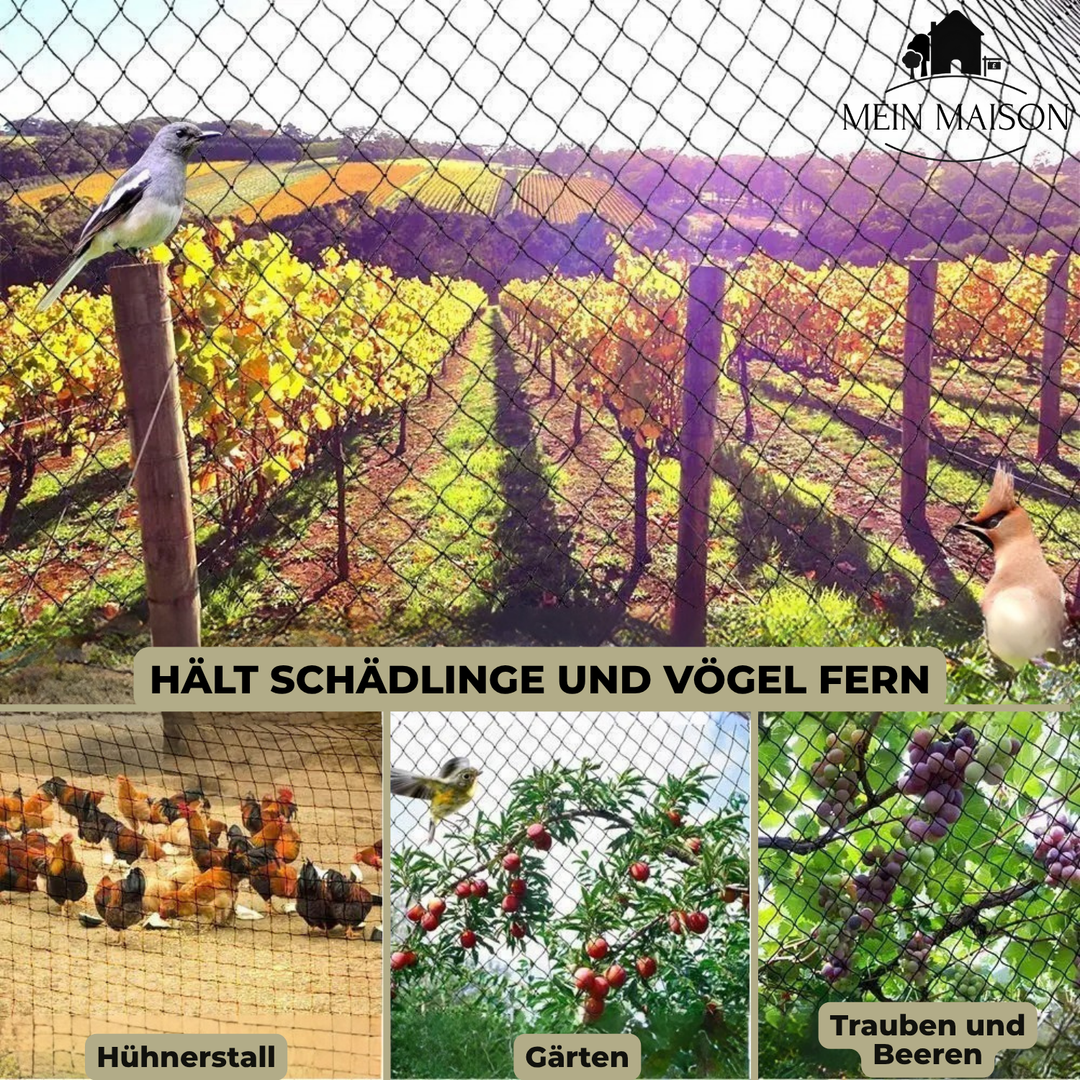 Opgerold universeel tuinnet, klaar voor gebruik. Een duurzaam, UV-bestendig beschermnet voor diverse tuinierklussen.