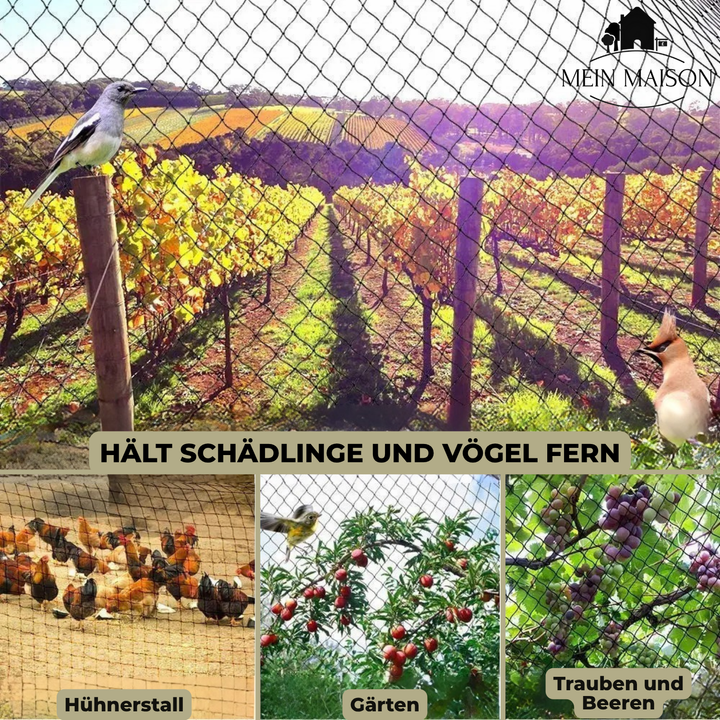 Opgerold universeel tuinnet, klaar voor gebruik. Een duurzaam, UV-bestendig beschermnet voor diverse tuinierklussen.
