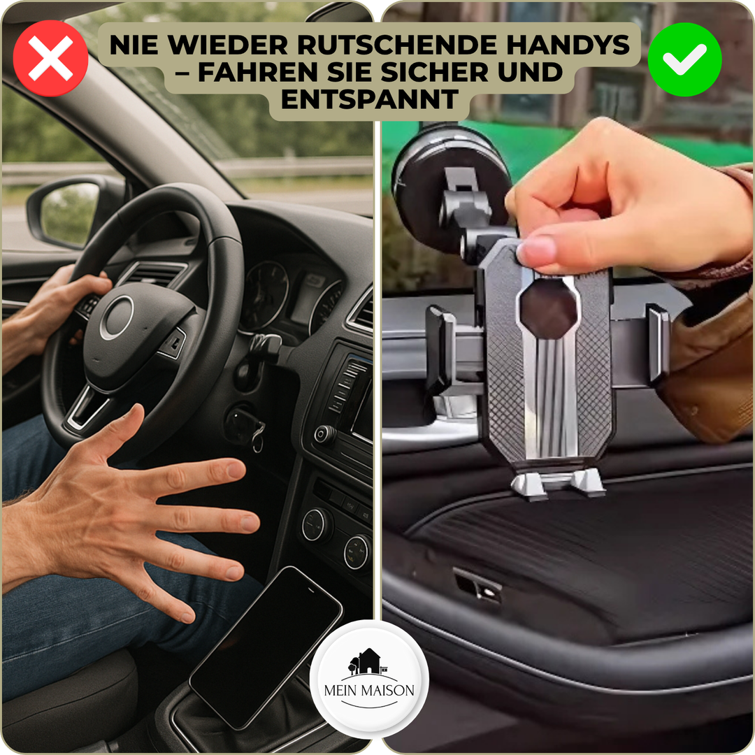 Ergonomische auto smartphone houder met flexibele arm en zuignap voor optimale kijkhoek.