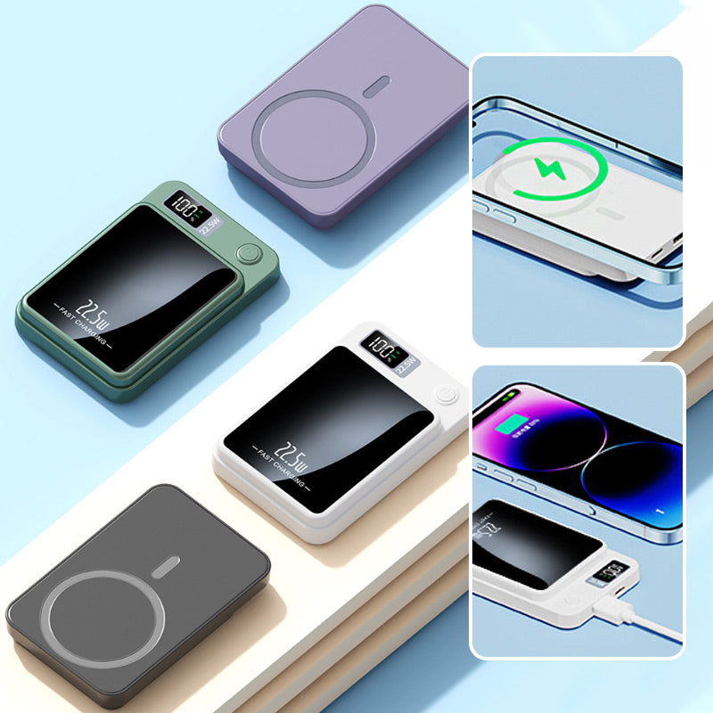 Compacte 10000mAh powerbank. Snellader en draadloos opladen voor al je mobiele en telefoonaccessoires.