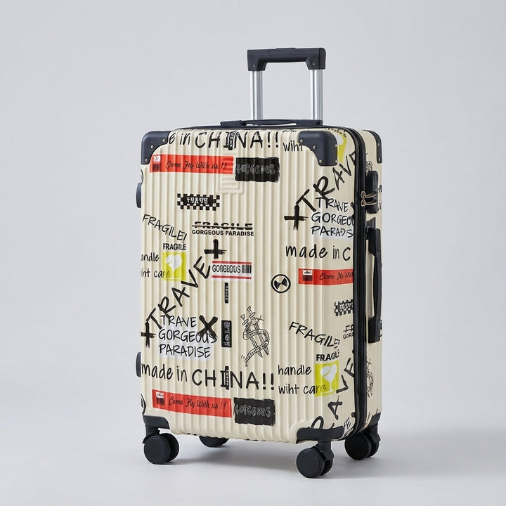 Koffer met levendige print, ideaal als ruimbagage. Harde schaal en zwenkwielen voor gemakkelijk transport.