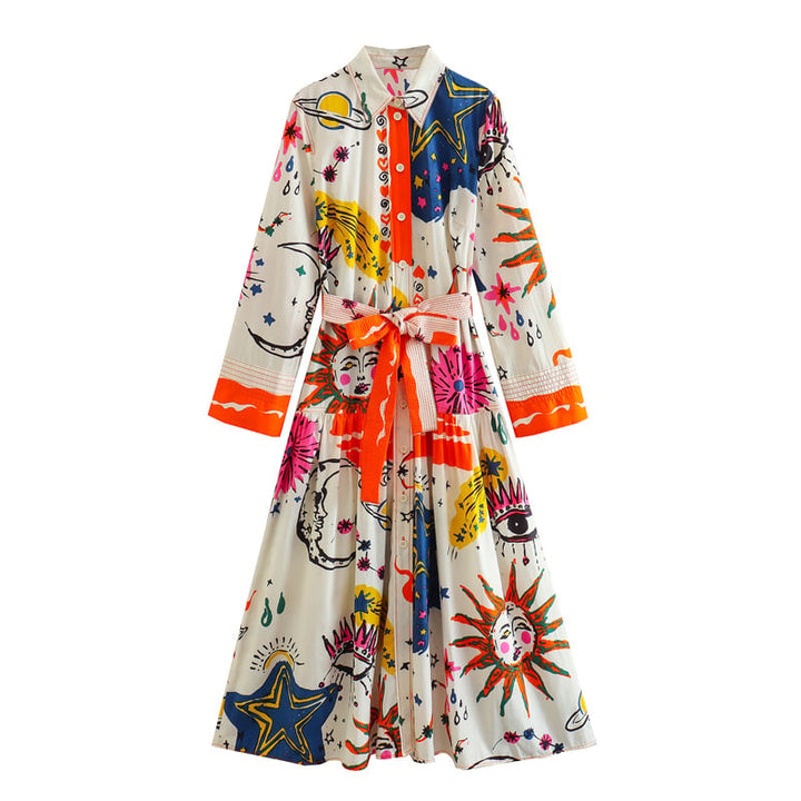 Trendy dames print jurk, een veelzijdige maxi overhemdjurk perfect voor zowel casual als chic.