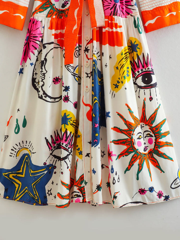 Veelkleurige boheemse maxi jurk, een comfortabele dames overhemdjurk met trendy design.