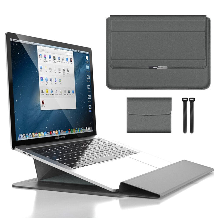 Essentiële Veltro laptopsleeve voor studenten: waterdicht, schokbestendig en ergonomisch met standaard en polssteun.