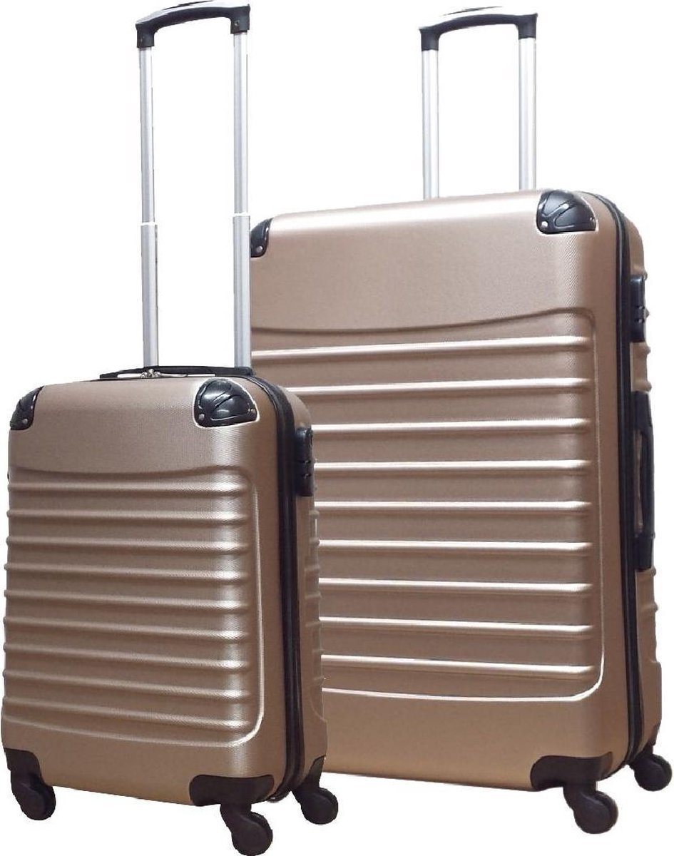 Praktische kofferset met twee ABS hardcase reiskoffers: een XL en een S model voor al je bagage.