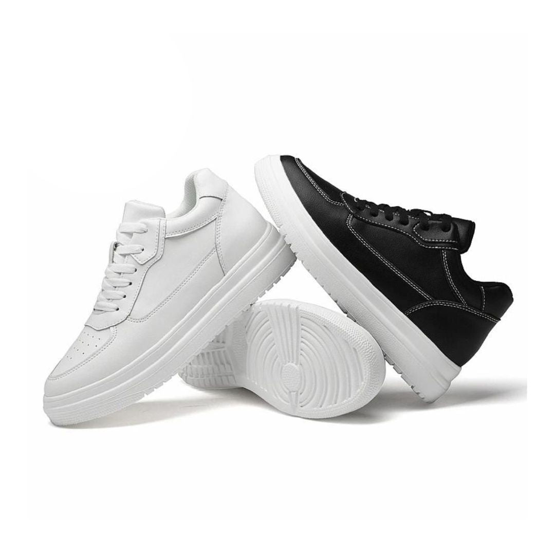 Trendy heren sneakers met onzichtbare hakverhoging, geven discreet extra lengte en boost zelfvertrouwen.