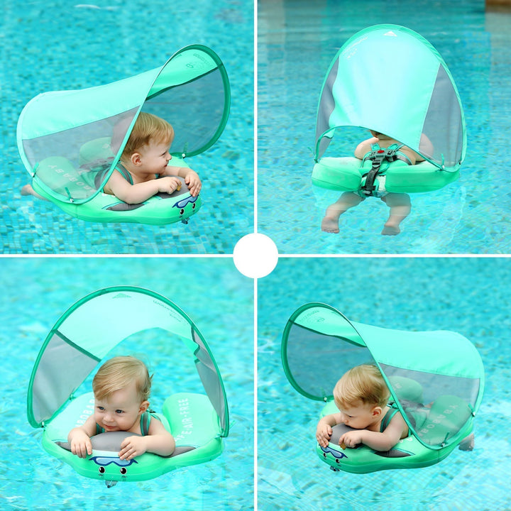 Verstelbare baby zwemtrainer met 360° bescherming, felgekleurd voor 3-24 maand baby's, veilig en comfortabel in water.