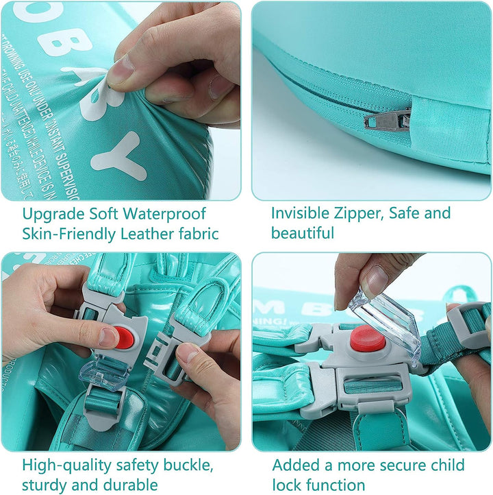 Verstelbare baby zwemtrainer met 360° bescherming, felgekleurd voor 3-24 maand baby's, veilig en comfortabel in water.