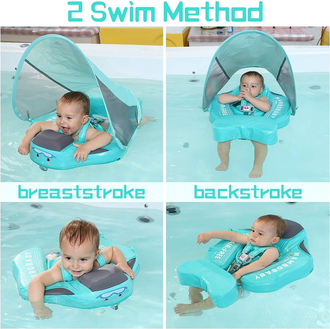 Verstelbare baby zwemtrainer met 360° bescherming, felgekleurd voor 3-24 maand baby's, veilig en comfortabel in water.