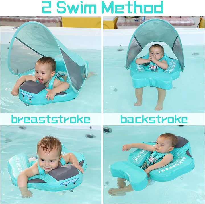 Verstelbare baby zwemtrainer met 360° bescherming, felgekleurd voor 3-24 maand baby's, veilig en comfortabel in water.