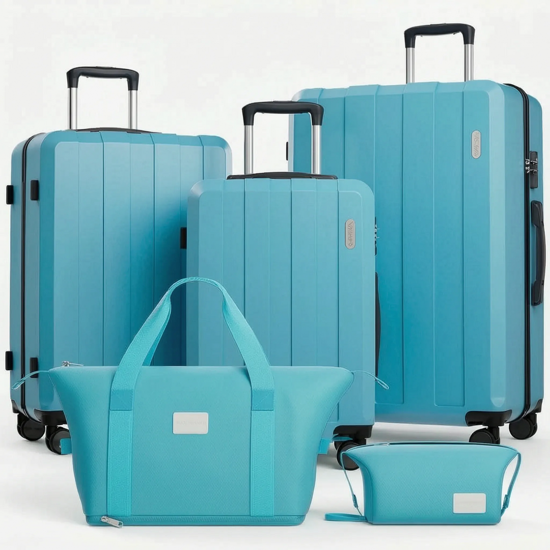Diverse maten reiskoffers in deze 5-delige set. Robuuste hardcase met zwenkwielen voor uw bagage.
