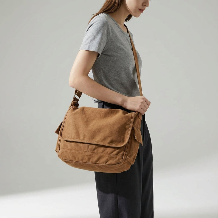 Duurzame vintage canvas messenger tas voor mannen en vrouwen, perfect voor school, werk of stedelijke avonturen.