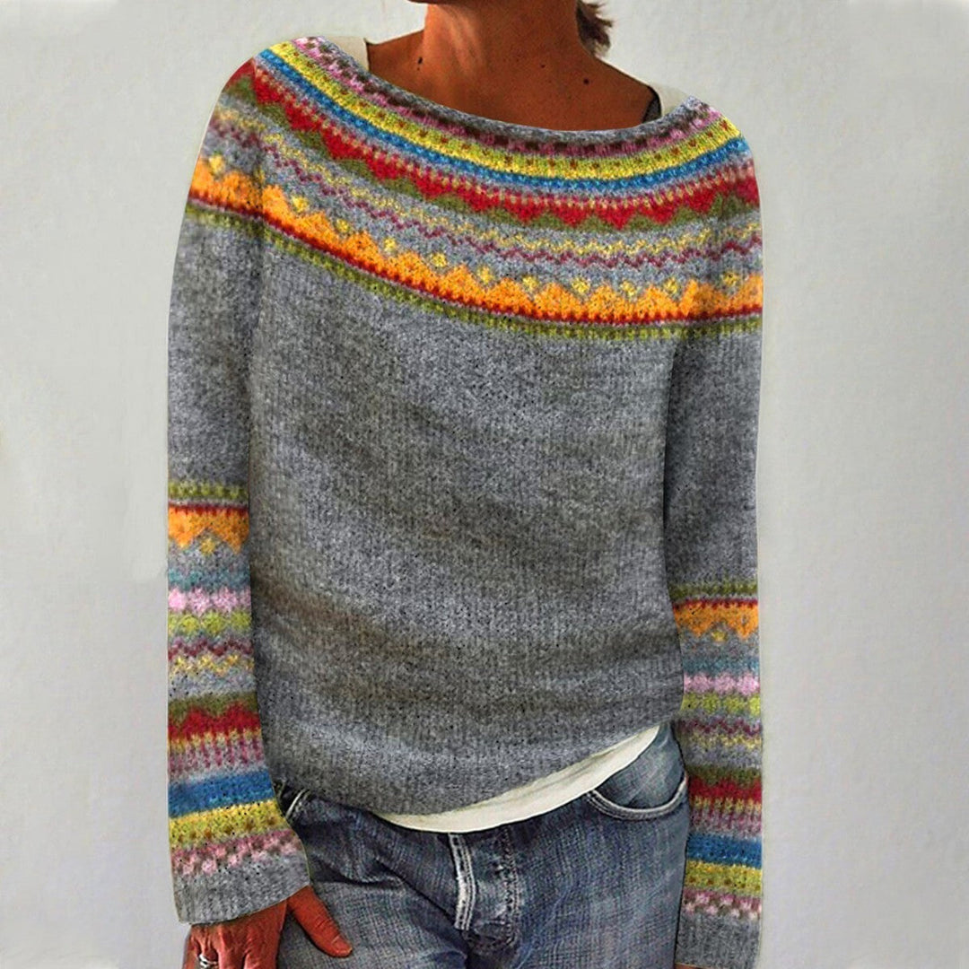 "Vintage gebreide trui voor lente; zachte beige tint, losse pasvorm, ademend materiaal, perfecte casual chique look."