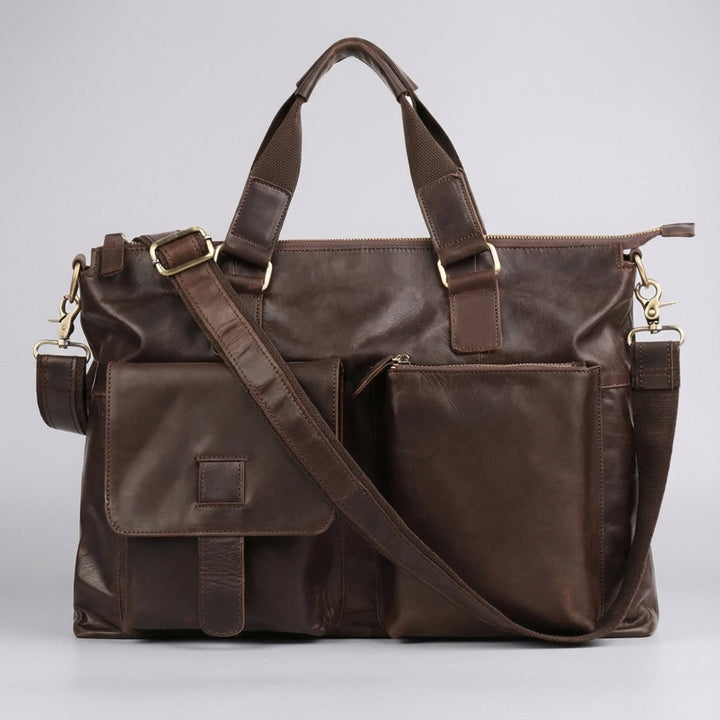 Klassieke heren vintage laptoptas, een professionele aktetas met robuuste uitstraling voor dagelijks werk.