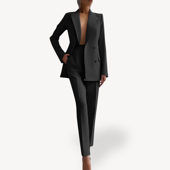 Volledig damespak: Elegante blazer set met bijpassende pantalon voor een tijdloze, zakelijke look.