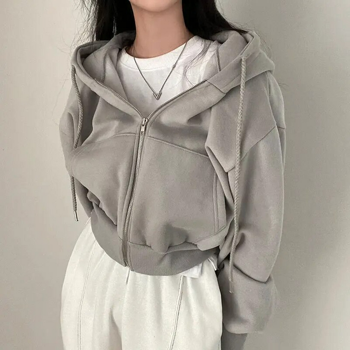 Zachte dames oversized hoodie met rits, perfecte comfortabele trui voor alle seizoenen.