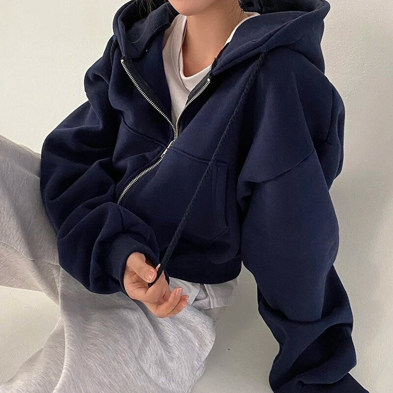 Relaxte pasvorm dames rits hoodie, oversized en comfortabel voor een moeiteloze dagelijkse stijl.
