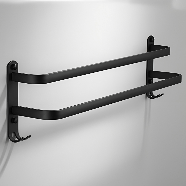Stijlvolle wandplank voor badkamer opbergen, met ruimte voor handdoeken en items.