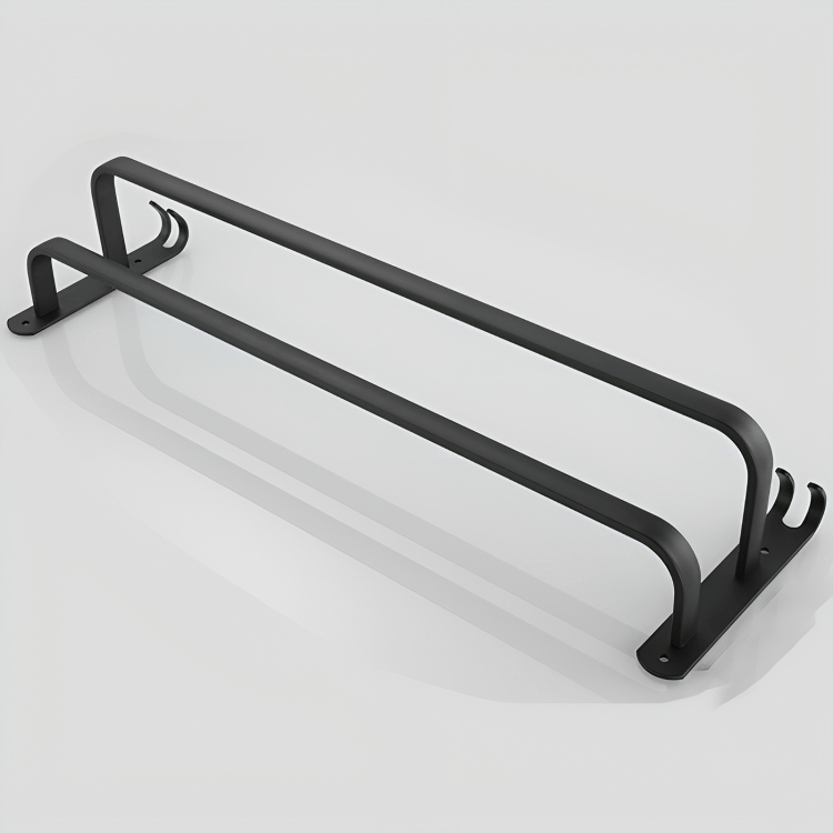Badkamerplank met handdoekstang, gemaakt van duurzaam aluminium, zilverkleurig.