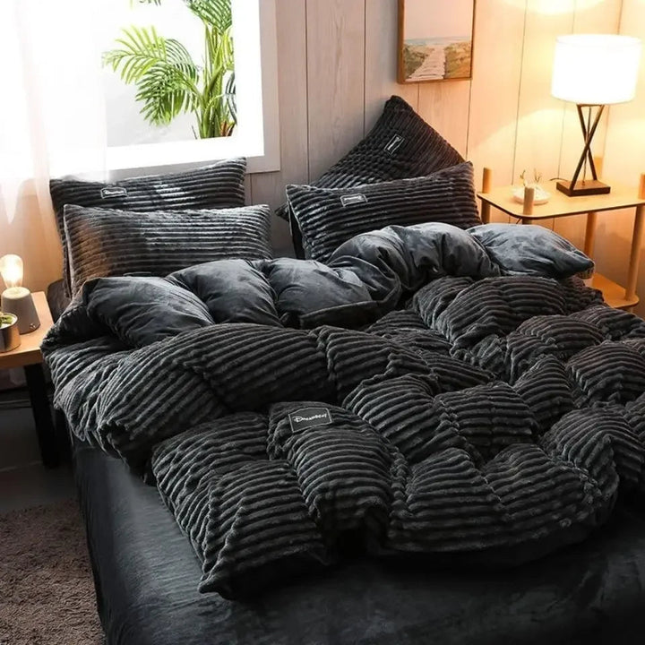 Zacht fluweel fleece dekbedovertrek. Ultiem warm beddengoed voor de koude winter.