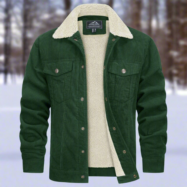 Klassiek heren denim jack met knoopsluiting en warm gevoerd. Tijdloos jeansjack voor dagelijkse herfst- en winterstijl.