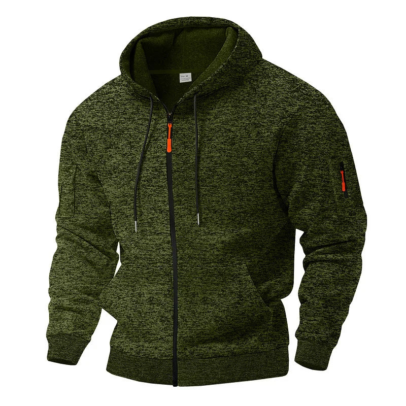 Zacht en warm heren ritsvest met capuchon, perfect voor koude dagen buiten of ontspannen casualwear.