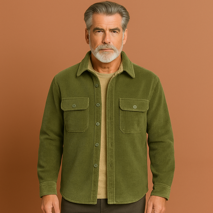 Vintage heren bovenkleding: warm fleece overhemd met gestructureerde stof en comfortabele pasvorm.
