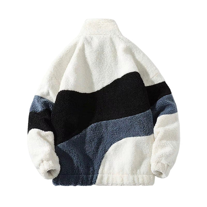 Warm herenvest met rits en hoge kraag. Zachte stof biedt comfort en stijl voor winterse dagen.
