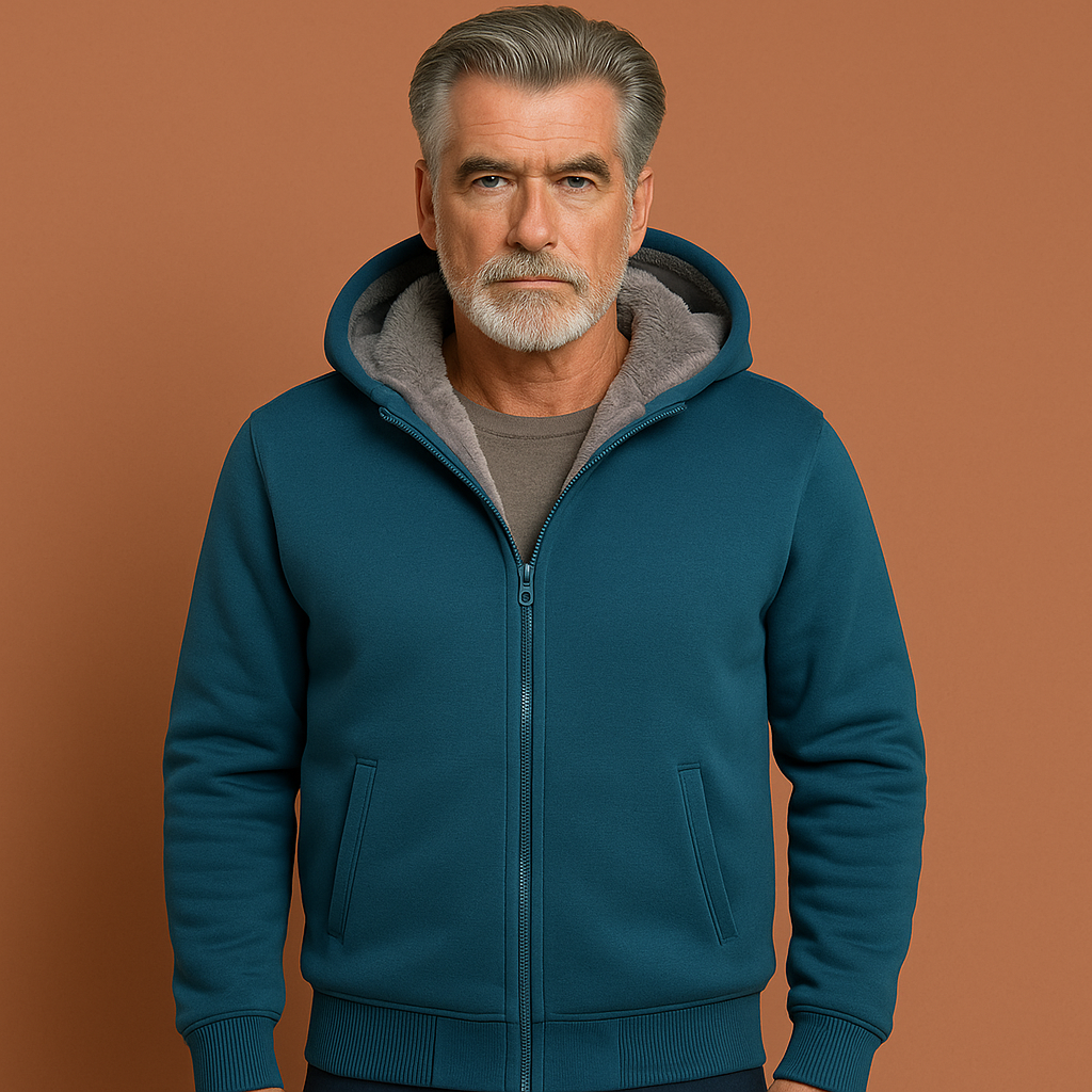 Warm heren wintervest met capuchon en zachte voering; comfortabel ritsvest voor herfst en winter.