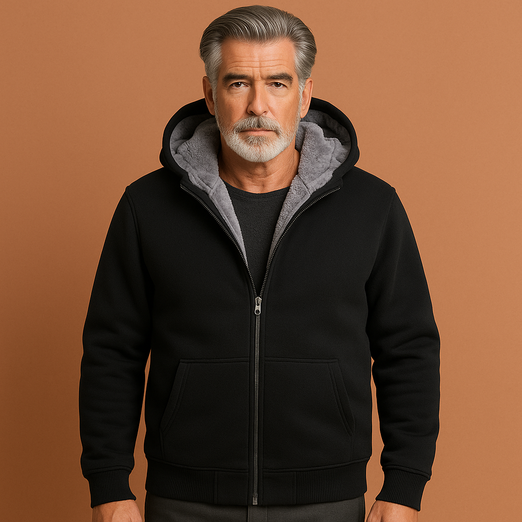 Stijlvol heren wintervest met warme capuchon en zachte voering; een essentieel comfortabel kledingstuk.