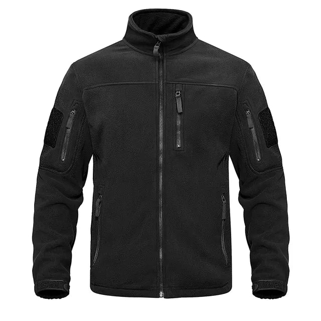 Donkergrijs warm herenjack met hoge kraag en ritszakken, perfect voor comfortabele winterkleding.