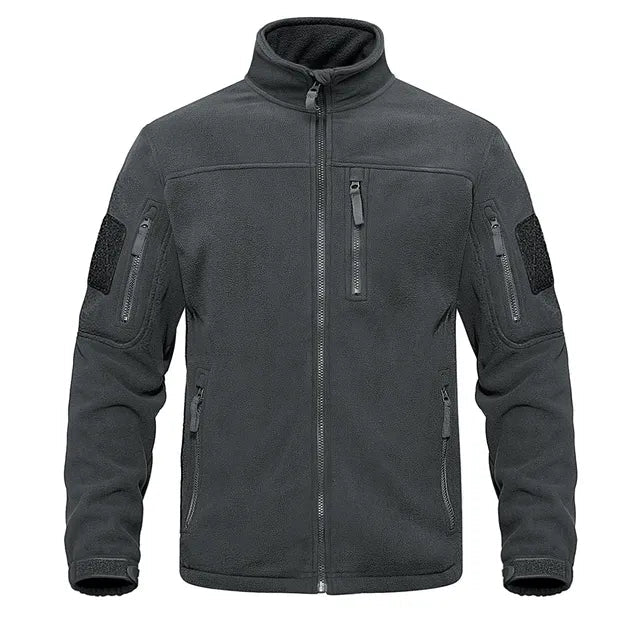 Stijlvol herenjack, warm en comfortabel, met hoge kraag en ritszakken voor diverse buitenactiviteiten.