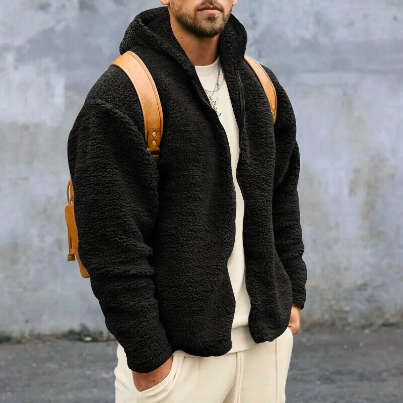 Zwart heren ritsvest met capuchon, warm en casual. Ideaal voor dagelijks gebruik in de winter.