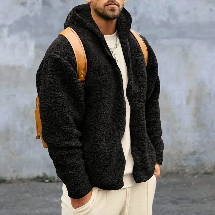 Zwart heren ritsvest met capuchon, warm en casual. Ideaal voor dagelijks gebruik in de winter.