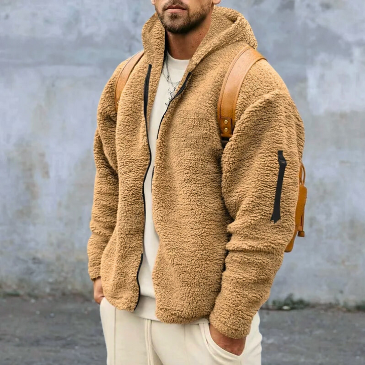 Comfortabel warm heren ritsvest met capuchon, ideaal voor winter, casual look en buitenactiviteiten.