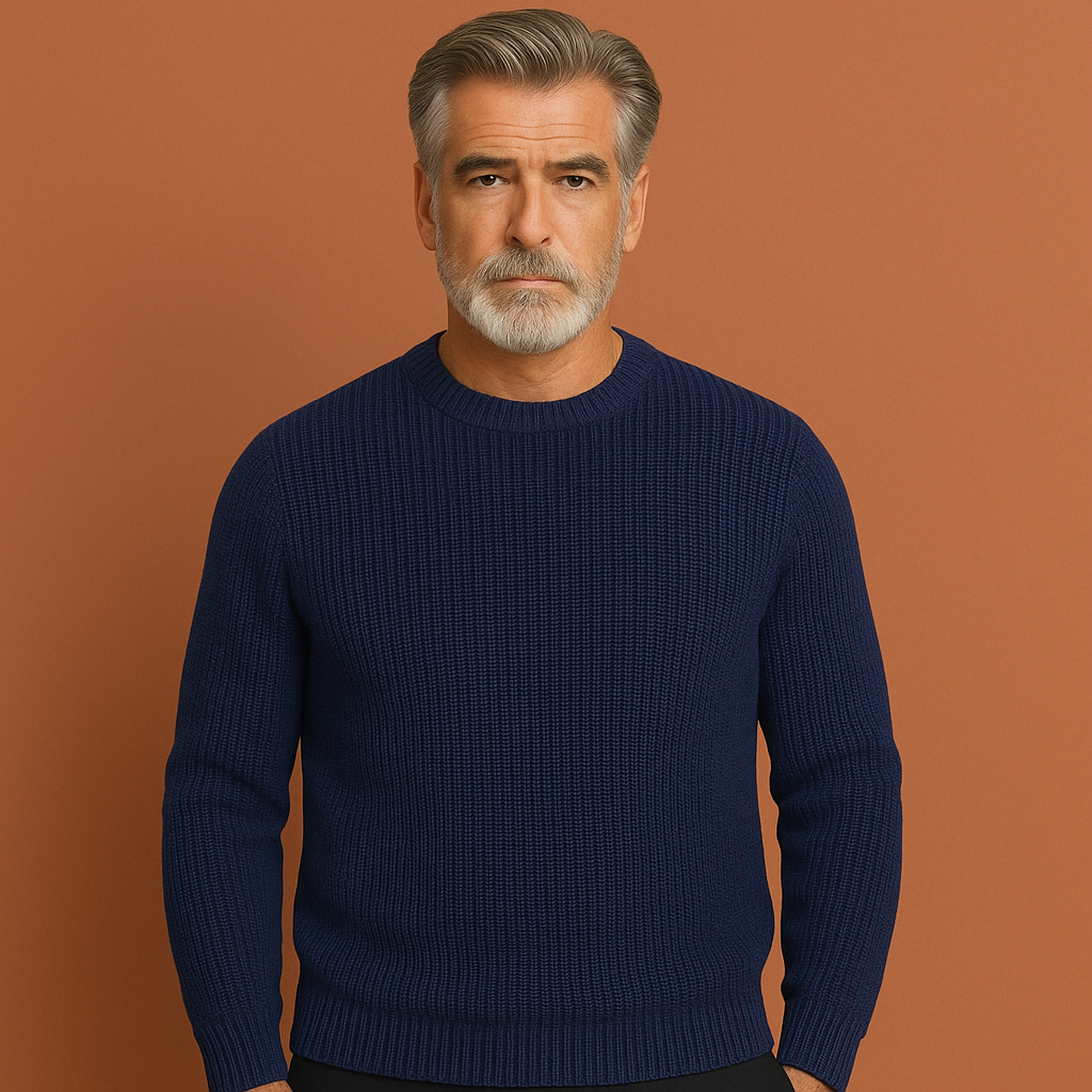 Warme comfortabele herentrui met rondehals, ideaal voor herfst en winter. Tijdloze casual herenmode pullover.