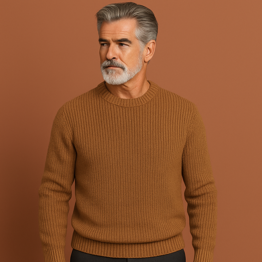 Stijlvolle warme herentrui met tijdloos ontwerp. Comfortabele casual pullover met rondehals voor heren.